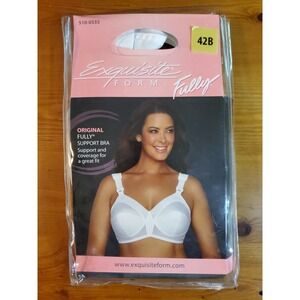 NWT Exquisite Form Fully Wireless Original Full Support White Bra 5100532 Sz 42B